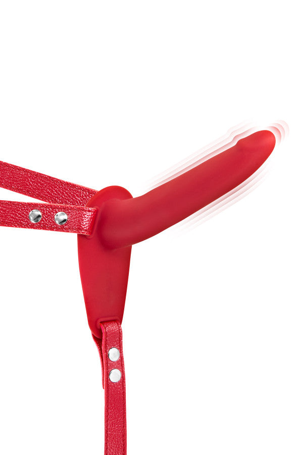 Fetish Tentation - Strap-On Harness Vibrante 15'5 cm - Rosso